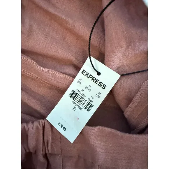 Express NWT pink linen wide leg trouser pant size XL - Picture 6 of 8